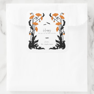 Vintage-Blumenrahmen Halloween-Party Quadratischer Aufkleber