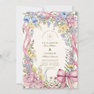 Vintage Blumenrahmen Hochzeit Einladung