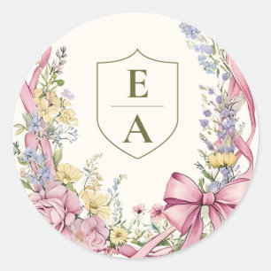 Vintage-Blumenrahmen-Hochzeit Runder Aufkleber
