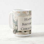 Vintage Blumenrahmen mit Creme und Rosen Kaffeetasse (Vorderseite Links)