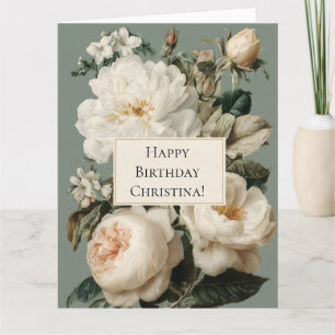 Vintage Blumenrahmen mit Creme und Rosen Karte