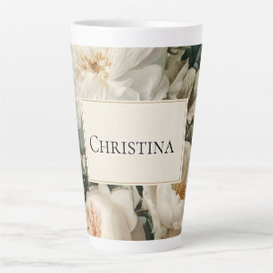 Vintage Blumenrahmen mit Creme und Rosen Milchtasse