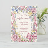 Vintage-Blumenrahmen Quinceañera Einladung (Stehend Vorderseite)