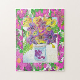 Vintage Blumenrahmen und Blume Bouquet Puzzle