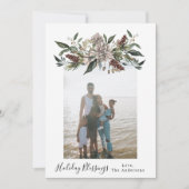 Vintage Blumenrahmen Weihnachtsfotokarte Feiertagskarte (Vorderseite)