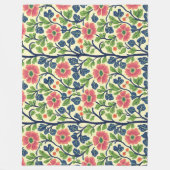 Vintage Blumenrosa Blume Grün Blattfarbe Fleecedecke (Vorderseite)