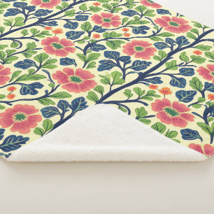 Vintage Blumenrosa Blume Grün Blattfarbe Sherpadecke