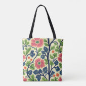 Vintage Blumenrosa Blume Grün Blattfarbe Tasche (Rückseite)