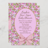 Vintage Blumenrosa Boutique Babydusche Einladung (Vorne/Hinten)