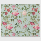 Vintage Blumenrosa Rose Geschenkpapier (Flach)