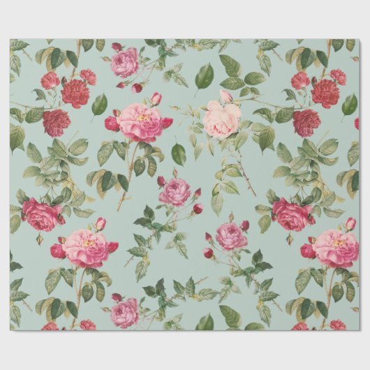 Vintage Blumenrosa Rose Geschenkpapier (Flach)