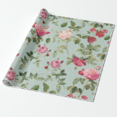 Vintage Blumenrosa Rose Geschenkpapier (Ungerollt)