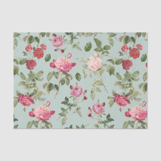 Vintage Blumenrosa Rose Seidenpapier (Vorderseite)