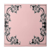 VINTAGE BLUMENROSA SCHWARZWEISS-FLIESE FLIESE (Vorderseite)