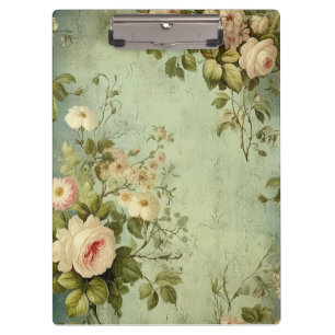Vintage Blumenrose Grünzeug Dekoration Klemmbrett