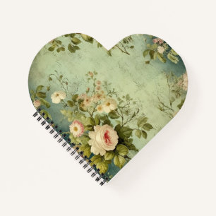 Vintage Blumenrose Grünzeug Dekoration Notizblock