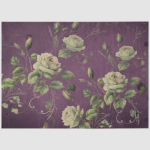 Vintage Blumenrose Grünzeug Dekoupage Seidenpapier