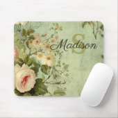 Vintage Blumenrose Grünzeug  Mousepad (Mit Mouse)