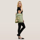 Vintage Blumenrose Grünzeug  Tasche (Am Model)