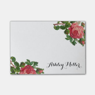 Vintage-Blumenrosen-Monogramm-Post-It-Notizen Post-it Klebezettel