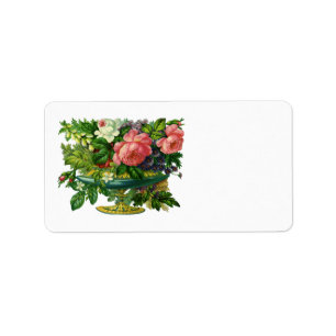 Vintage Blumenrosen, Vase der Blume Adressaufkleber
