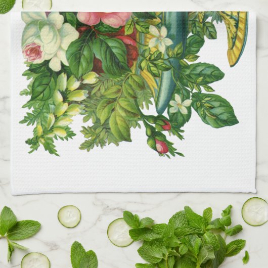 Vintage Blumenrosen, Vase der Blume Geschirrtuch (Gefaltet)