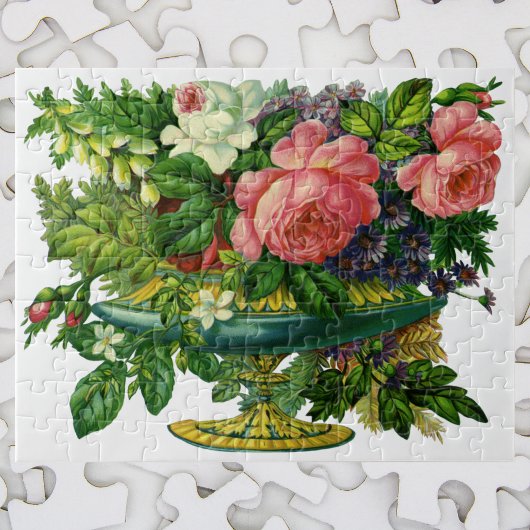 Vintage Blumenrosen, Vase der Blume Puzzle