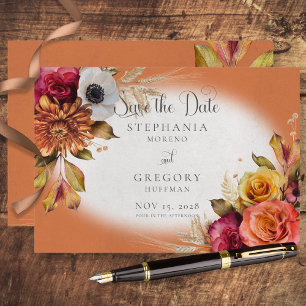 Vintage Blumenrost & Fuchsia Hochzeit Save The Date