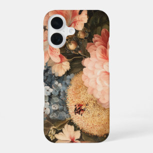 Vintage Blumens Stillleben mit roter und weißer Bl iPhone 16 Hülle