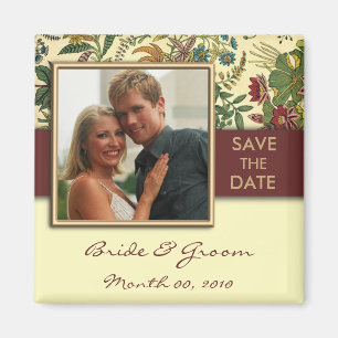 Vintage BlumenSave the Date Foto-Magneten Magnet