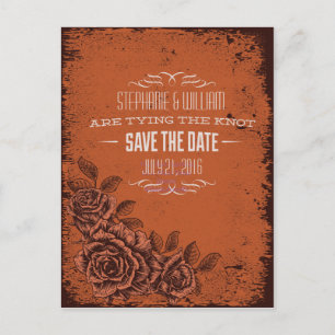Vintage Blumensave-the-Date in Rostrot Ankündigungspostkarte