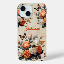 Vintage Blumenschmetterlinge Personalisiert Case-Mate iPhone Hülle