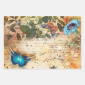 Vintage Blumenschmetterlingssäule Geschenkpapier Set (Vorderseite)