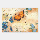 Vintage Blumenschmetterlingssäule Geschenkpapier Set (Vorderseite 3)