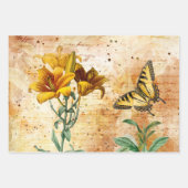 Vintage Blumenschmetterlingssäule Geschenkpapier Set (Vorderseite 2)