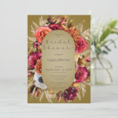 Vintage Blumenschmuck Grüne Dusche Einladung (Stehend Vorderseite)