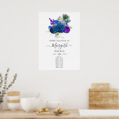 Vintage Blumenschmuck Pfau Willkommen Poster (Küche)
