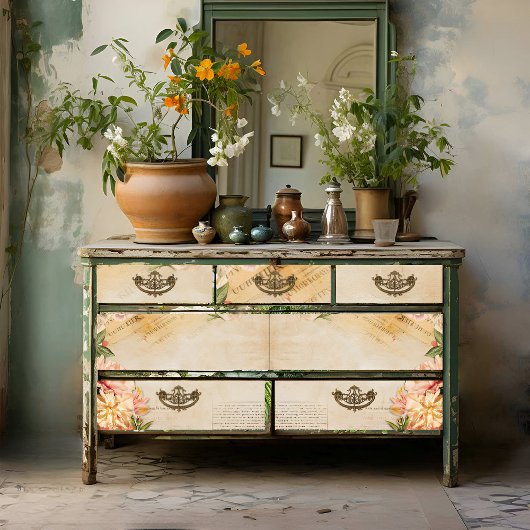 Vintage Blumenschrift drucken Seidenpapier