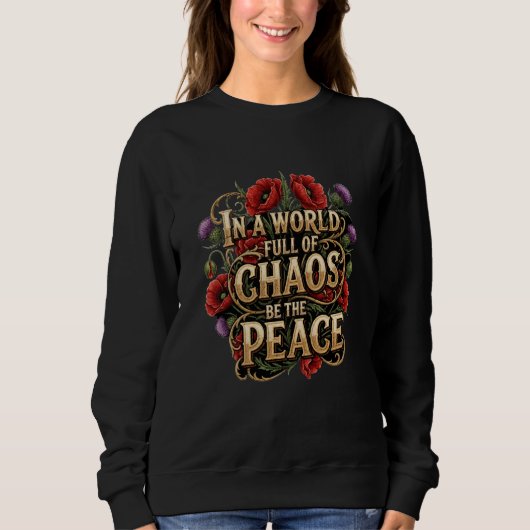 Vintage-Blumenschrift Frieden Sweatshirt (Vorderseite)