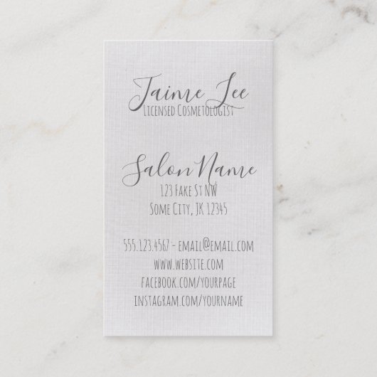 Vintage Blumenschrift Haarstylistin Visitenkarte (Rückseite)