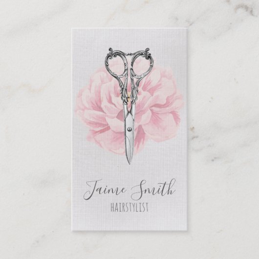 Vintage Blumenschrift Haarstylistin Visitenkarte (Vorderseite)