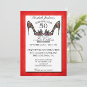 Vintage Blumenschuh 50. Geburtstag Einladung (Stehend Vorderseite)
