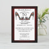 Vintage Blumenschuh 50. Geburtstag Einladung (Stehend Vorderseite)