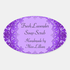 Vintage Blumenseife oder Konserven-Etiketten Lila Ovaler Aufkleber