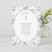 Vintage Blumensilber-Grau-Hochzeits-Sitzplan (Stehend Vorderseite)
