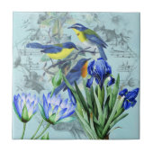 Vintage Blumensingvögel Kleid und Geschenke Fliese (Vorderseite)