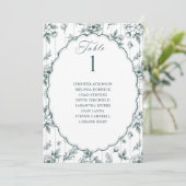 Vintage Blumensitzplan Smaragdgrüne Hochzeit (Stehend Vorderseite)
