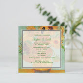 Vintage Blumensonnenblumen Brautdusche Einladung (Stehend Vorderseite)