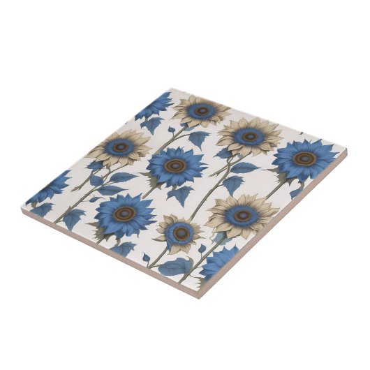 Vintage Blumensonnenblumen Fliese (Seite)