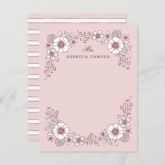 Vintage Blumenstärkekarte - Rosa Dankeskarte (Vorne/Hinten)